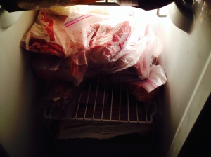 My freezer full of meat - a month after my last Costco run